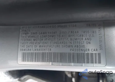 2006 Volkswagen Golf Gls Tdi z USA, uszkodzony, nr VIN 9BWGR61JX64006118